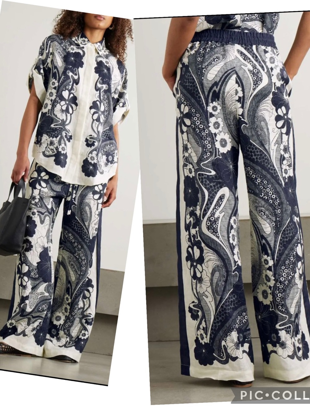 ALEMAIS  mickey floral-print wide-leg pants